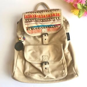 CATORI Beige Boho Flap Backpack